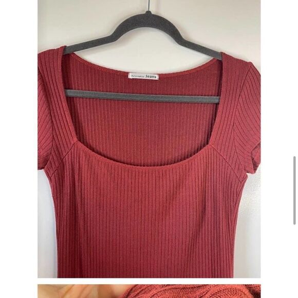 Reformation Bardot Knit Top Rust Color Ribbed
Fitted Shirt Size Large - Picture 7 of 8